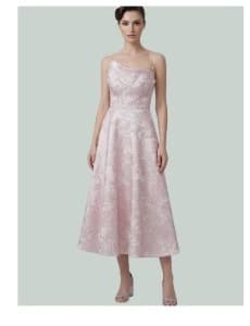 John Steve Light Pink Jacquard Asymmetrical Dress