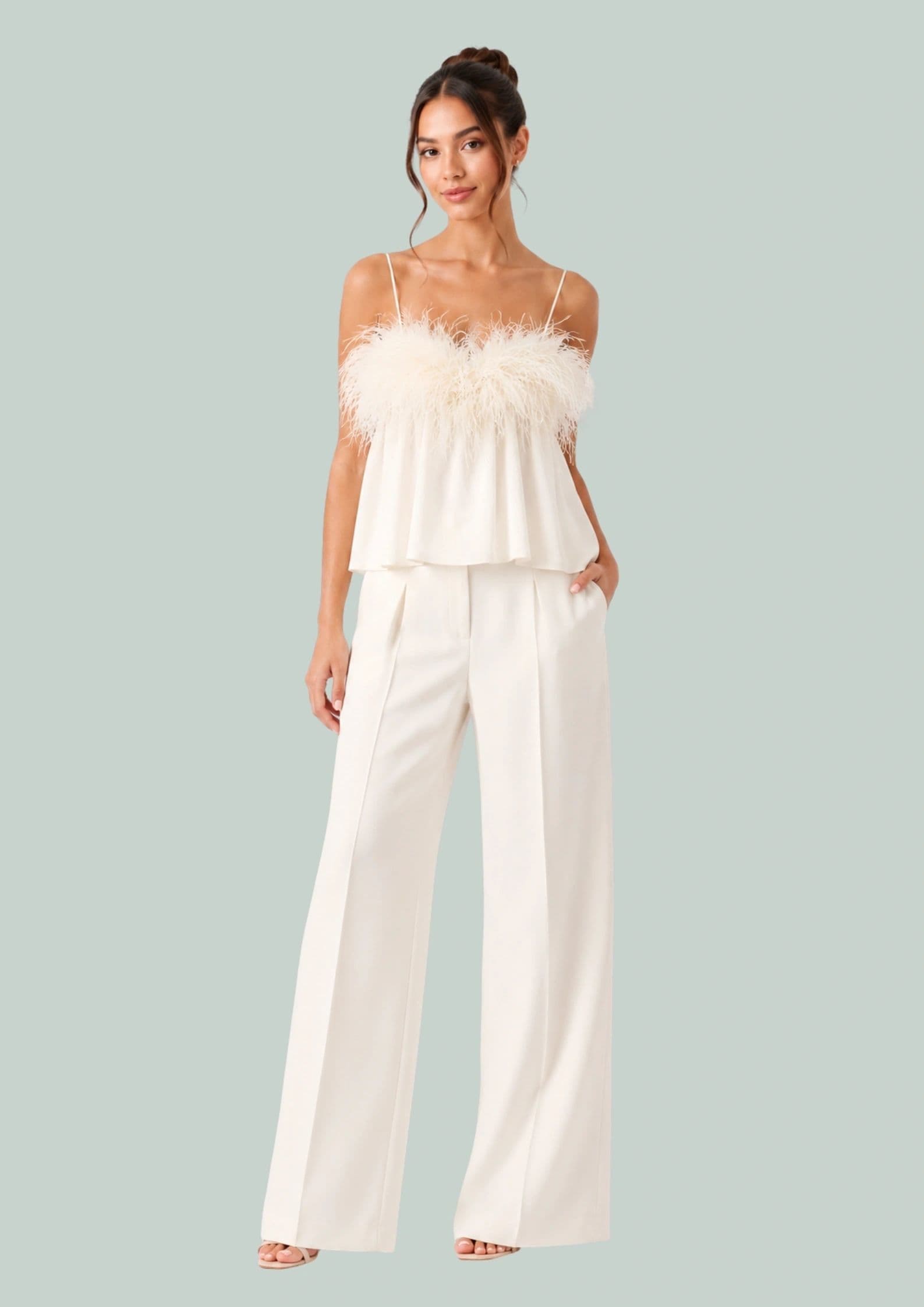 Patty Ang White Top With Feathers