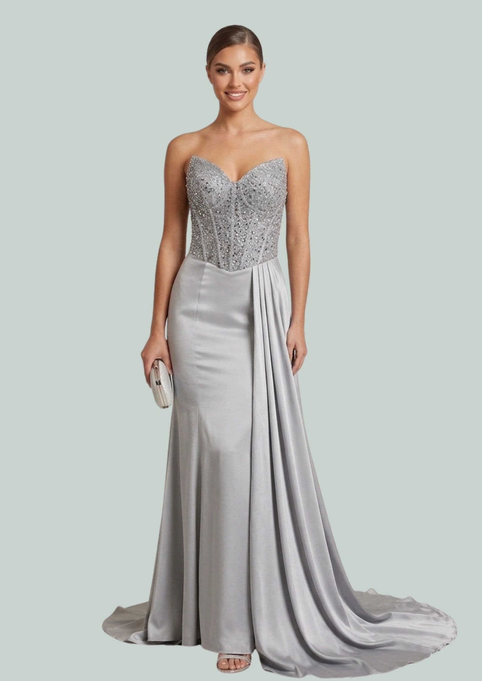 Richie Ortega Sweetheart Neckline Fitted Skirt